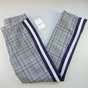 MOTHER “The Insider Ankle” Plaid Pants Gray/Blue Check Size 26 NWT